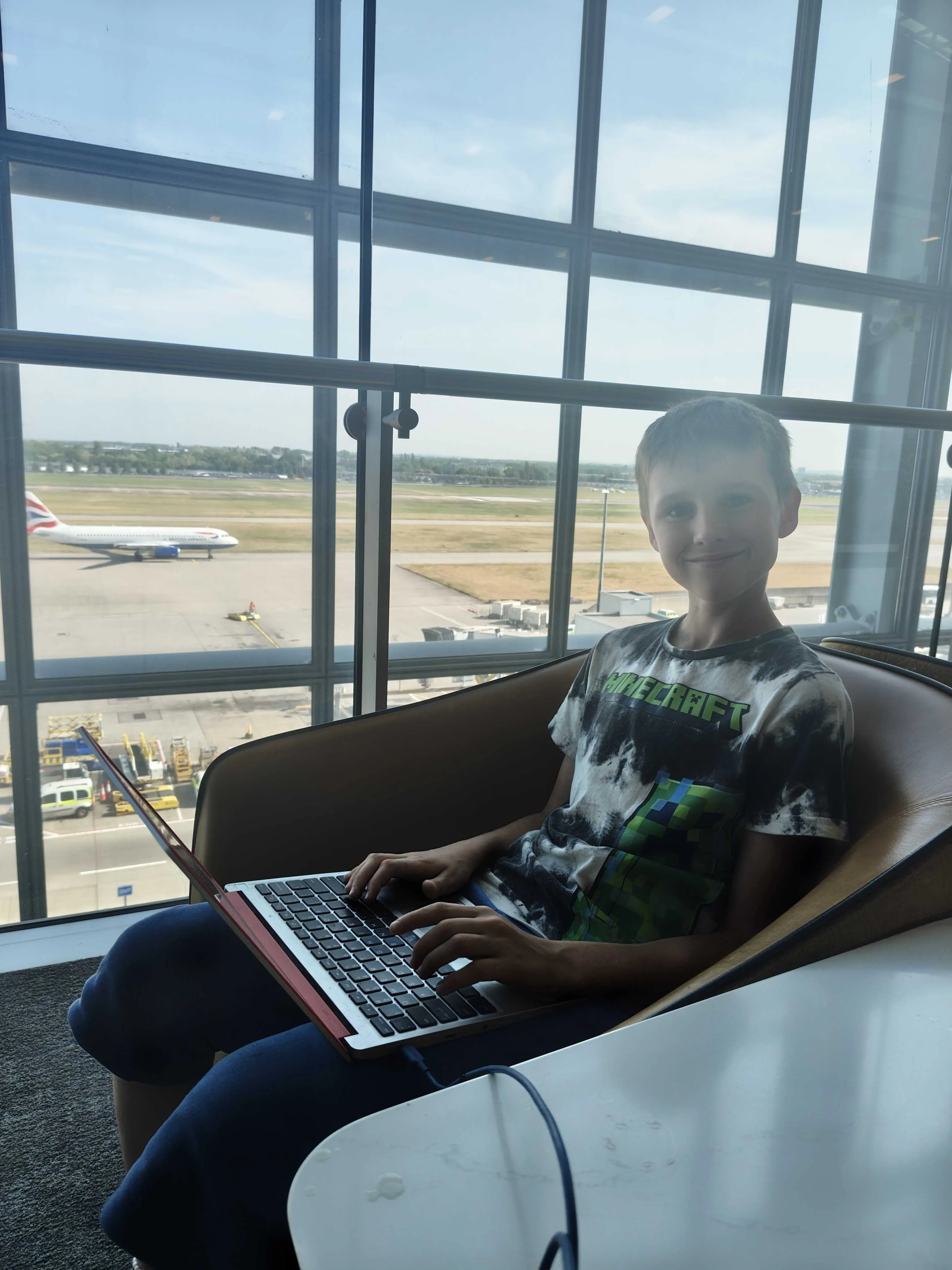 Jake writing this blog from Heathrow