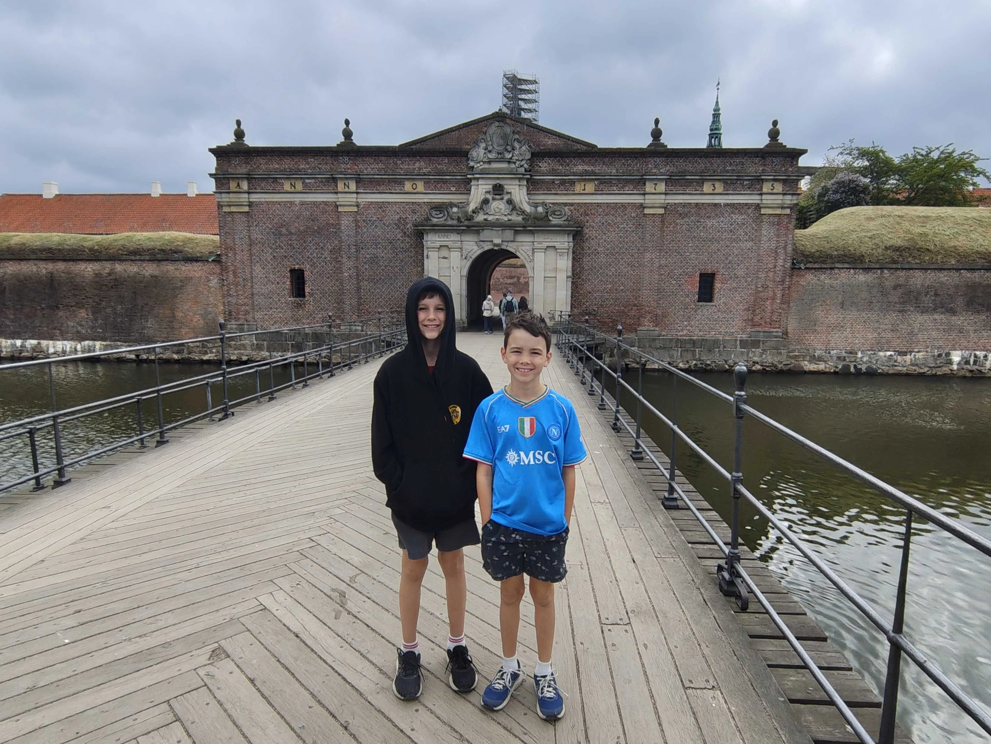 Miles and Jake outside the Kronborg gate