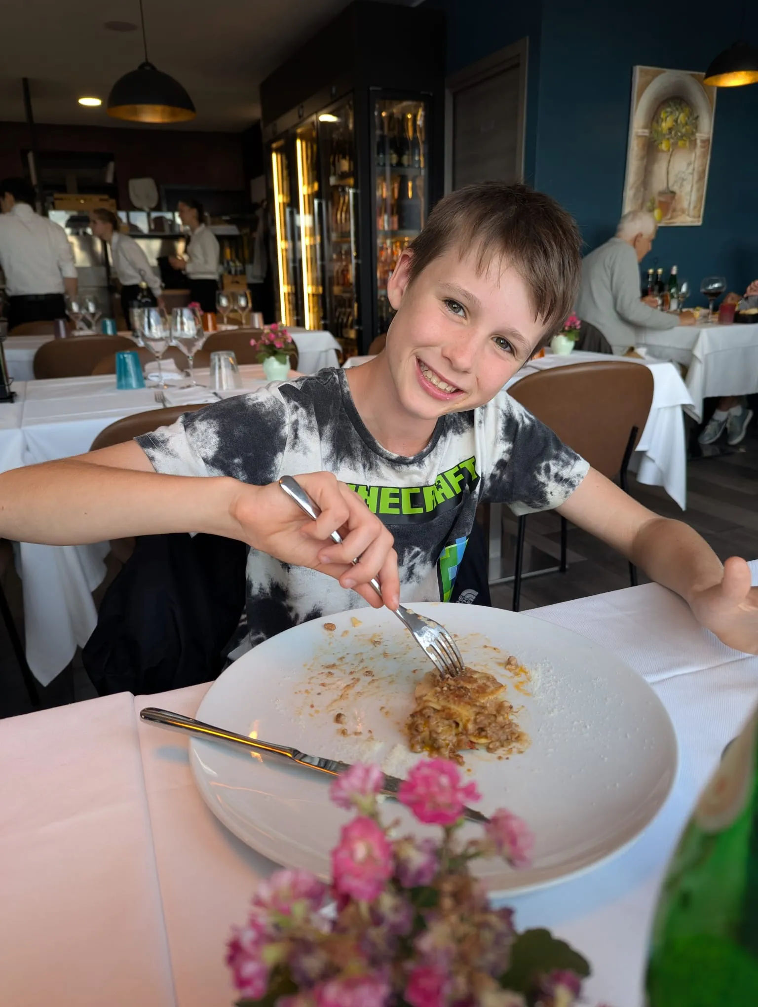 Jake eating a(nother) lasagne