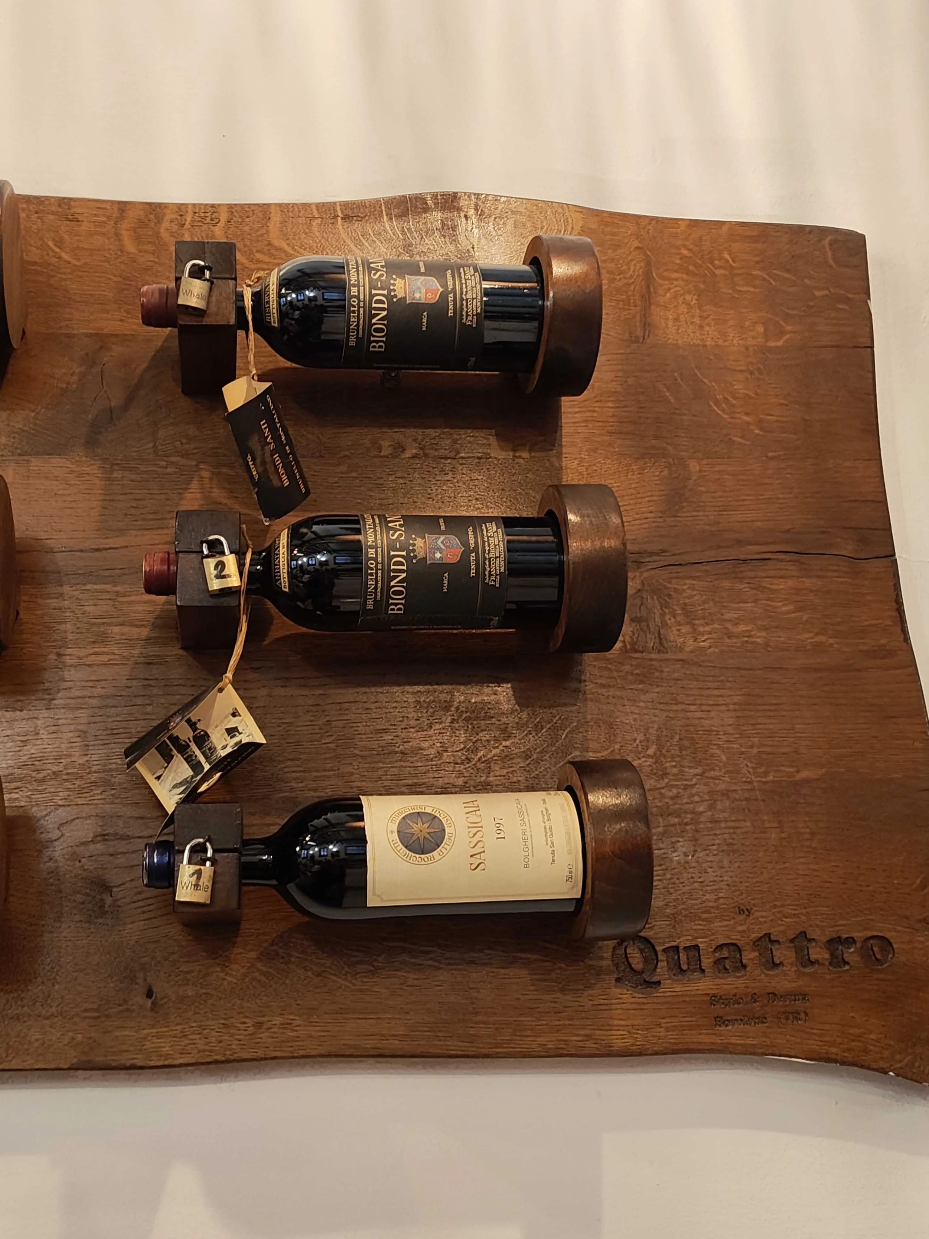 Locked up wine bottles