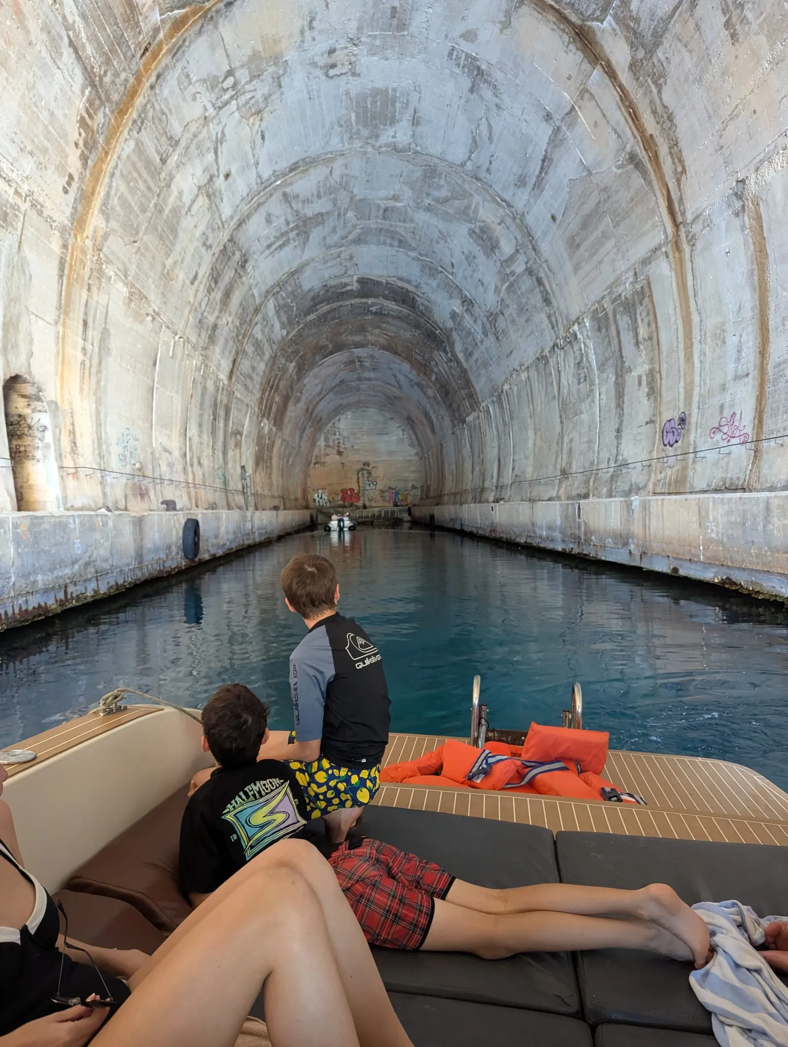 Miles and Jake checking out the submarine tunnel