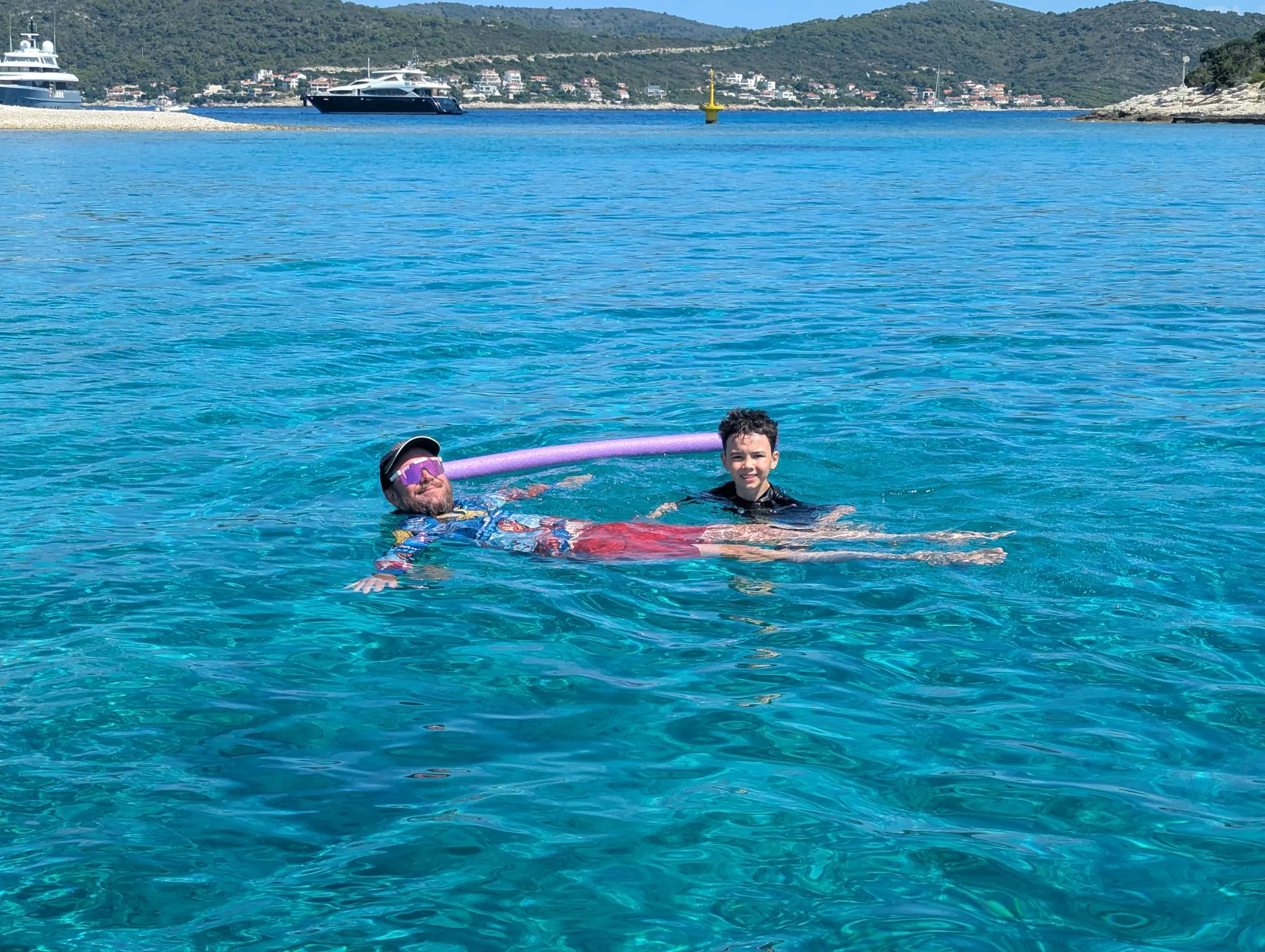 Stu and Miles floating in the Blue Lagoon